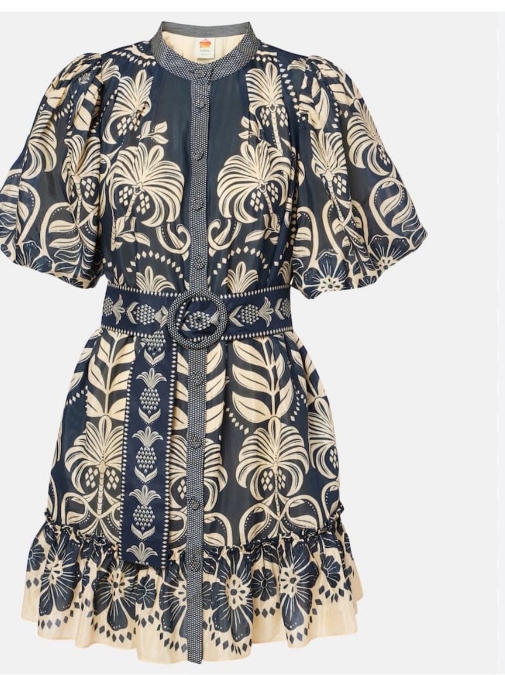 FARM Rio Black and Beige Printed Belted Mini Dress - Picture 2 of 5
